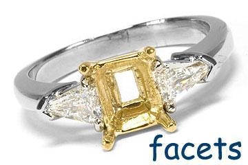 FACETS Engagement Ring Setting Platinum 2 Shield Cut Diamond 0.70ct Mounting