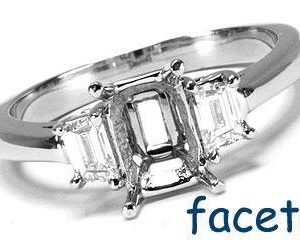 FACETS Engagement Ring Setting Platinum 2 Trapezoid Cut Diamond 0.50ct Mounting