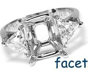 FACETS Engagement Ring Setting Platinum 2 Trillion Cut Diamond 0.80ct Mounting