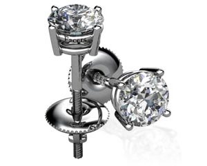 0.25ct tw. 2 Round Cut Diamond Stud Earrings in Four Prong Basket Set