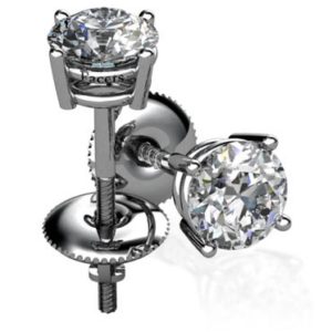 0.80ct tw. 2 Round Cut Diamond Stud Earrings in Four Prong Basket Set - GIA Certified