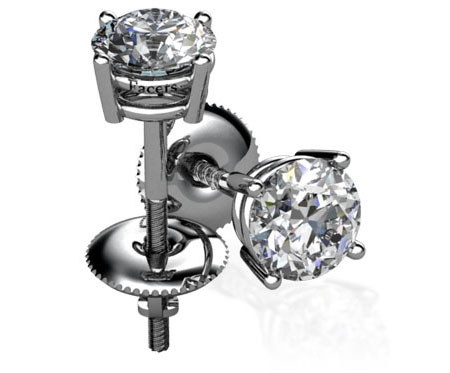 0.80ct tw. 2 Round Cut Diamond Stud Earrings in Four Prong Basket Set - GIA Certified