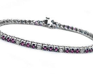 FACETS 18K White Gold 15 Round Cut Diamonds  & 45 Round Cut Sapphires Tennis Bracelet