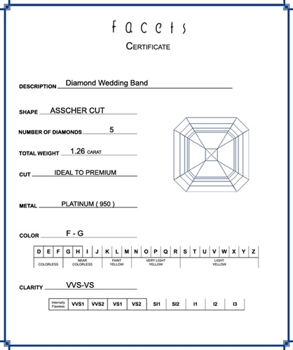 Platinum Shared-Prong Wedding Band, 5 Asscher Cut Diamonds, 1.26ct. tw.