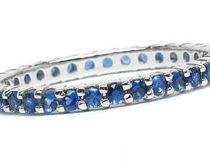 Platinum Shared-Prong Maternity Ring, 35 Round Brilliant Sapphires, 0.66ct. tw.