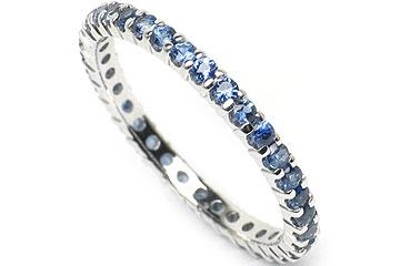 Platinum Shared-Prong Maternity Ring, 35 Round Brilliant Sapphires, 0.66ct. tw.