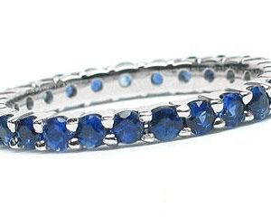 Platinum Shared-Prong Maternity Ring, 27 Round Brilliant Sapphires, 1.25ct. tw.