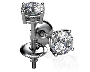 0.50ct tw. 2 Round Cut Diamond Stud Earrings in Four Prong Basket Set