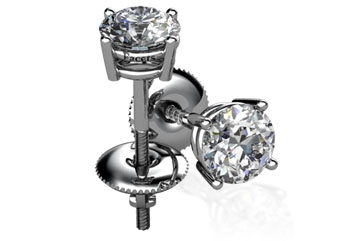 0.60ct tw. 2 Round Cut Diamond Stud Earrings in Four Prong Basket Set