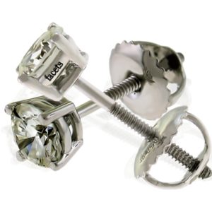 0.50ct tw. 2 Round Cut Diamond Stud Earrings in Four Prong Basket Set