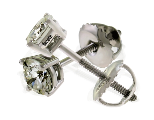 0.66ct tw. 2 Round Cut Diamond Stud Earrings in Four Prong Basket Set