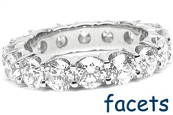 Platinum Shared-Prong Eternity Band, 16 Round Brilliant Diamonds, 4.52ct. tw.